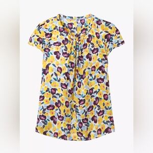 BODEN Florence Floral Silk Blouse Short Sleeve Size 4